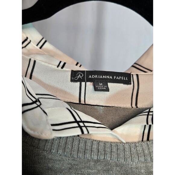 Adrianna Papell Peter Pan Collar Stylish Twofer Sweater Blouse 90s Academia | M - Picture 2 of 8